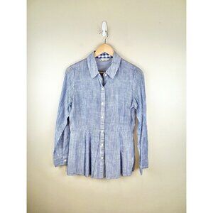 11.1 Tylho Anthropologie Women’s Sz Sm Button Up Peplum‎ Striped Blue White